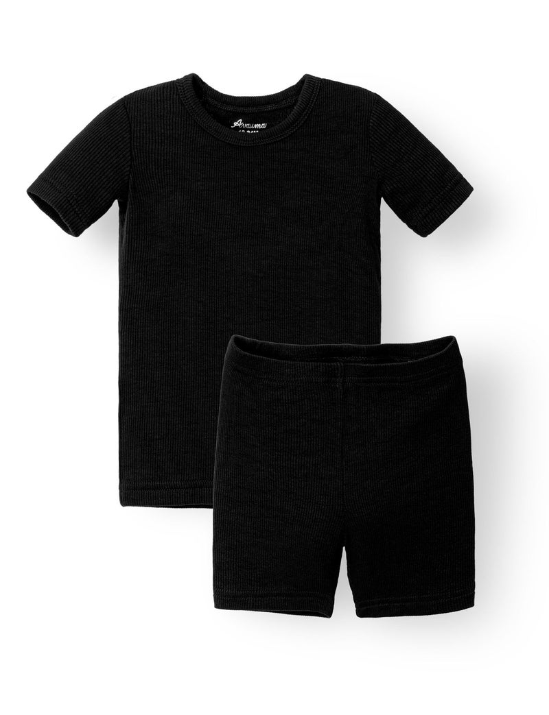AVAUMA Newborn Baby Little Boys Girls Snug-Fit Pajamas Summer Short Sets Pjs Kids Clothes (L/Black) - Image 1